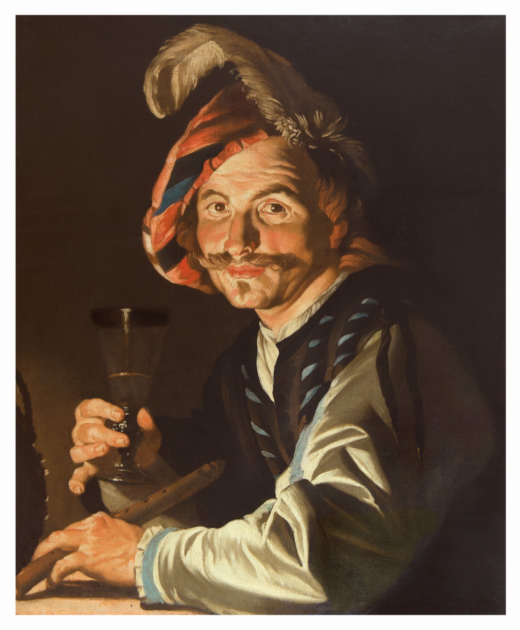 Flute Player with a Glass of Wine by Matthias Stom