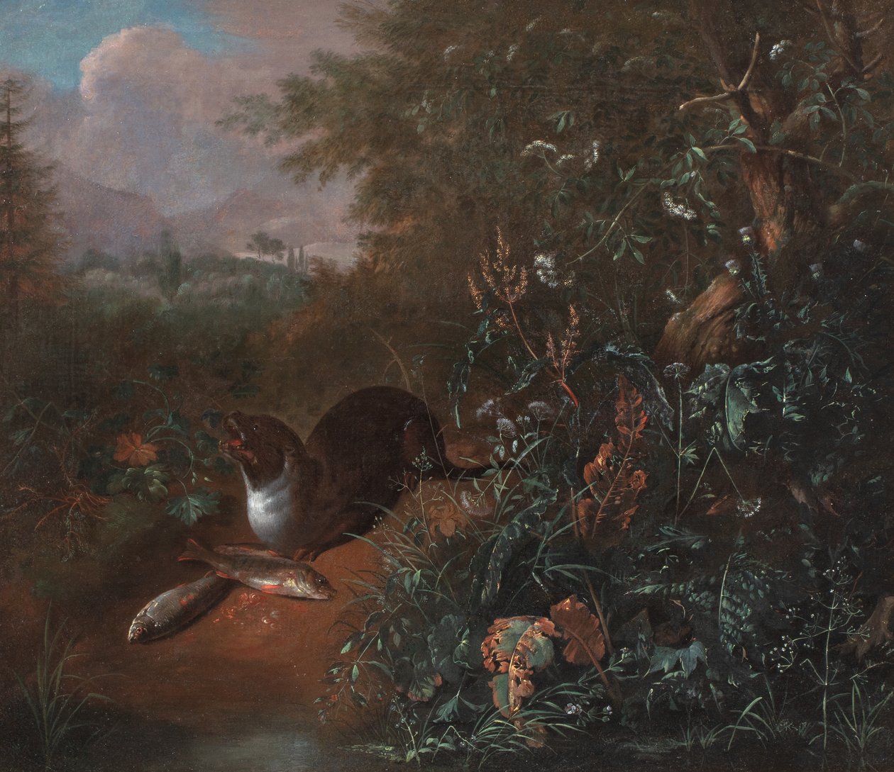 A Forest Still Life with an Otter and Two Fish, c.1650-1700 by Matthias Withoos
