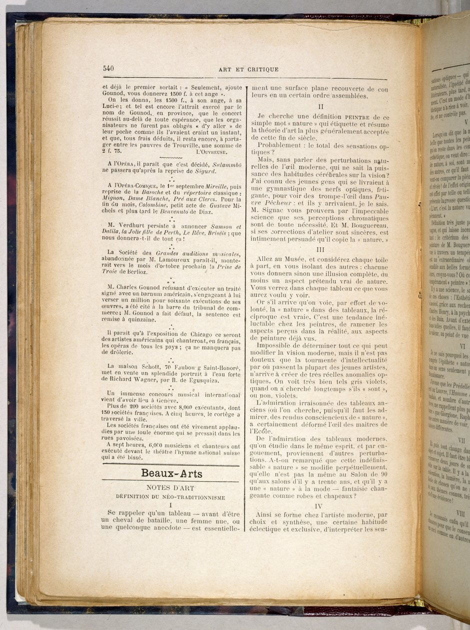 Article in 'Art et Critique' announcing the essential definition of the ...