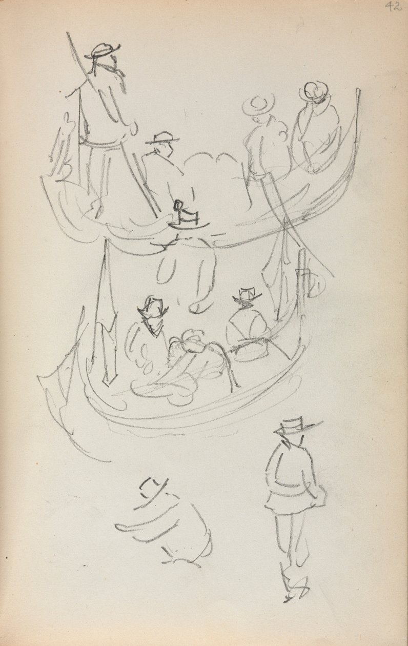 Italian Sketchbook: Two Gondolas with Figures by Maurice Brazil Prendergast