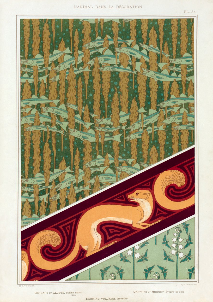 Designs for Wallpaper, Border and Silk Fabric by Maurice Pillard Verneuil