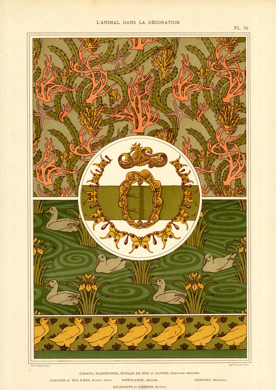 Water Birds and Maritime Motifs in Art Nouveau by Maurice Pillard Verneuil