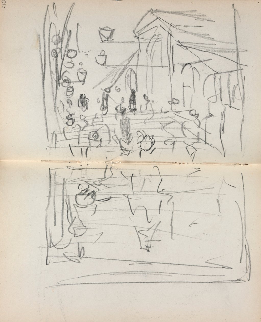 Italian Sketchbook: Bridge with Figures by Maurice Prendergast