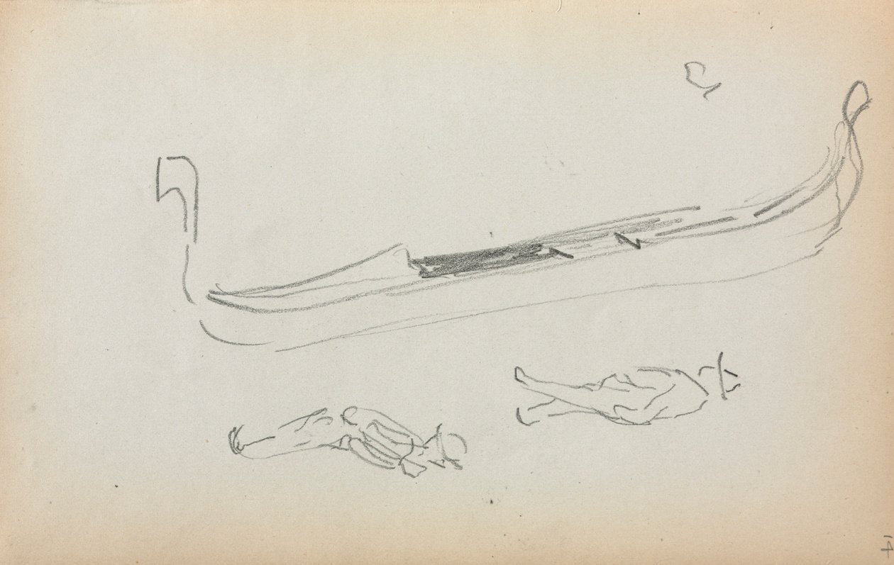 Italian Sketchbook: Gondola and Two Gondoliers (page 14) by Maurice Prendergast