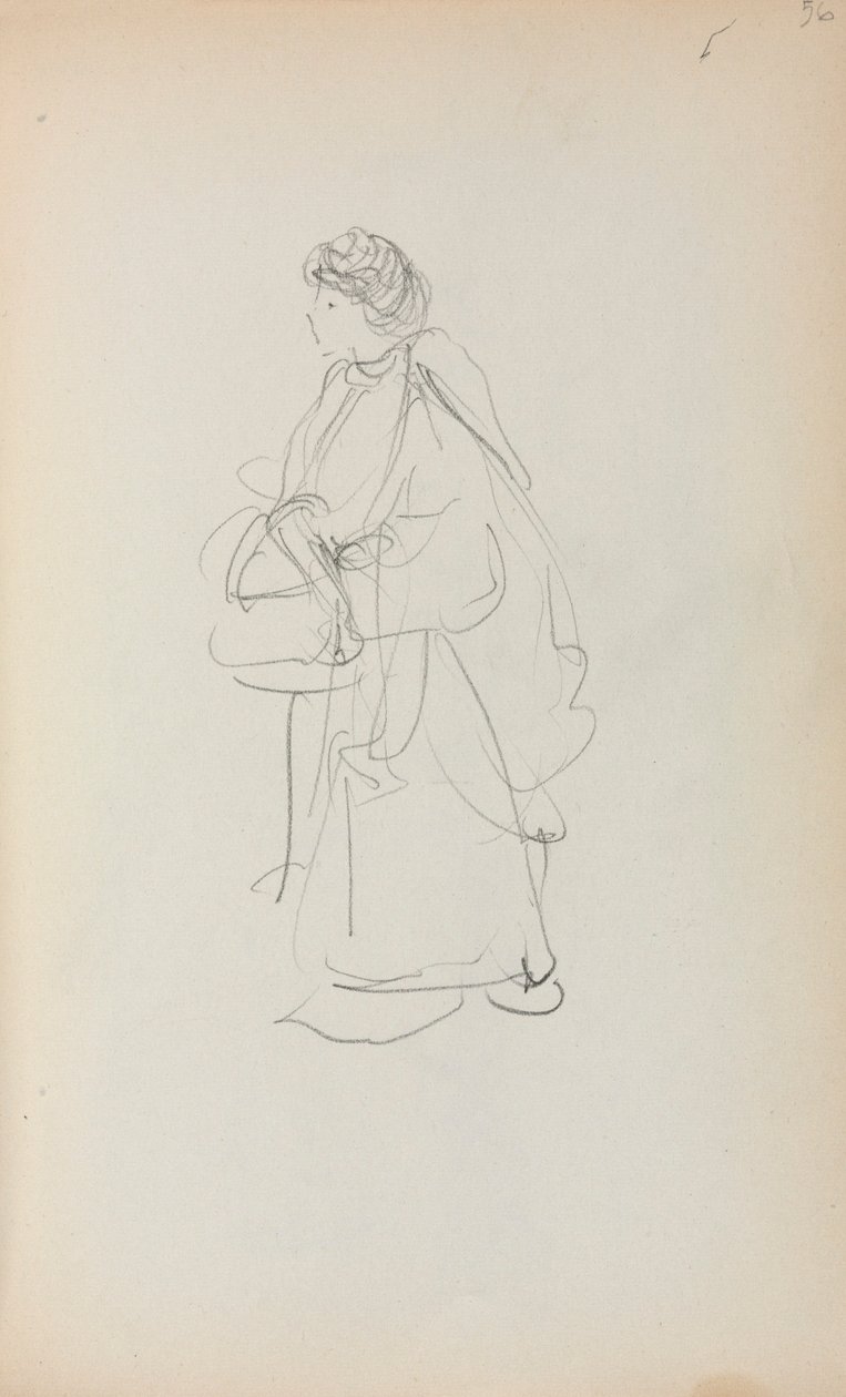 Italian Sketchbook: Standing Woman Holding a Satchel (page 56) by Maurice Prendergast