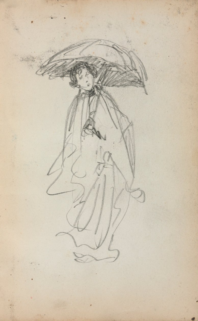 Italian Sketchbook: Standing Woman with Parasol (page 259) by Maurice Prendergast