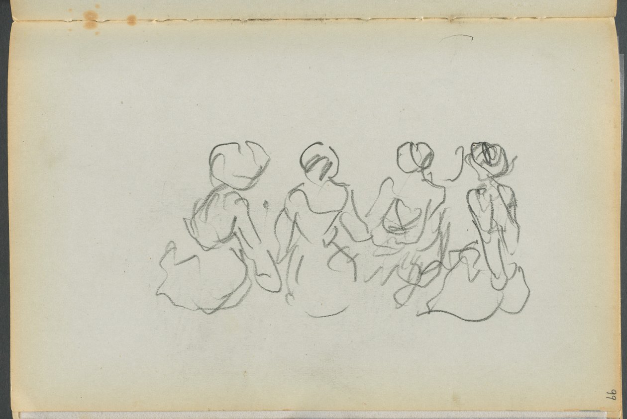 Sketchbook: The Granite Shore Hotel, Rockport, Seated Female Figures (page 099) by Maurice Prendergast