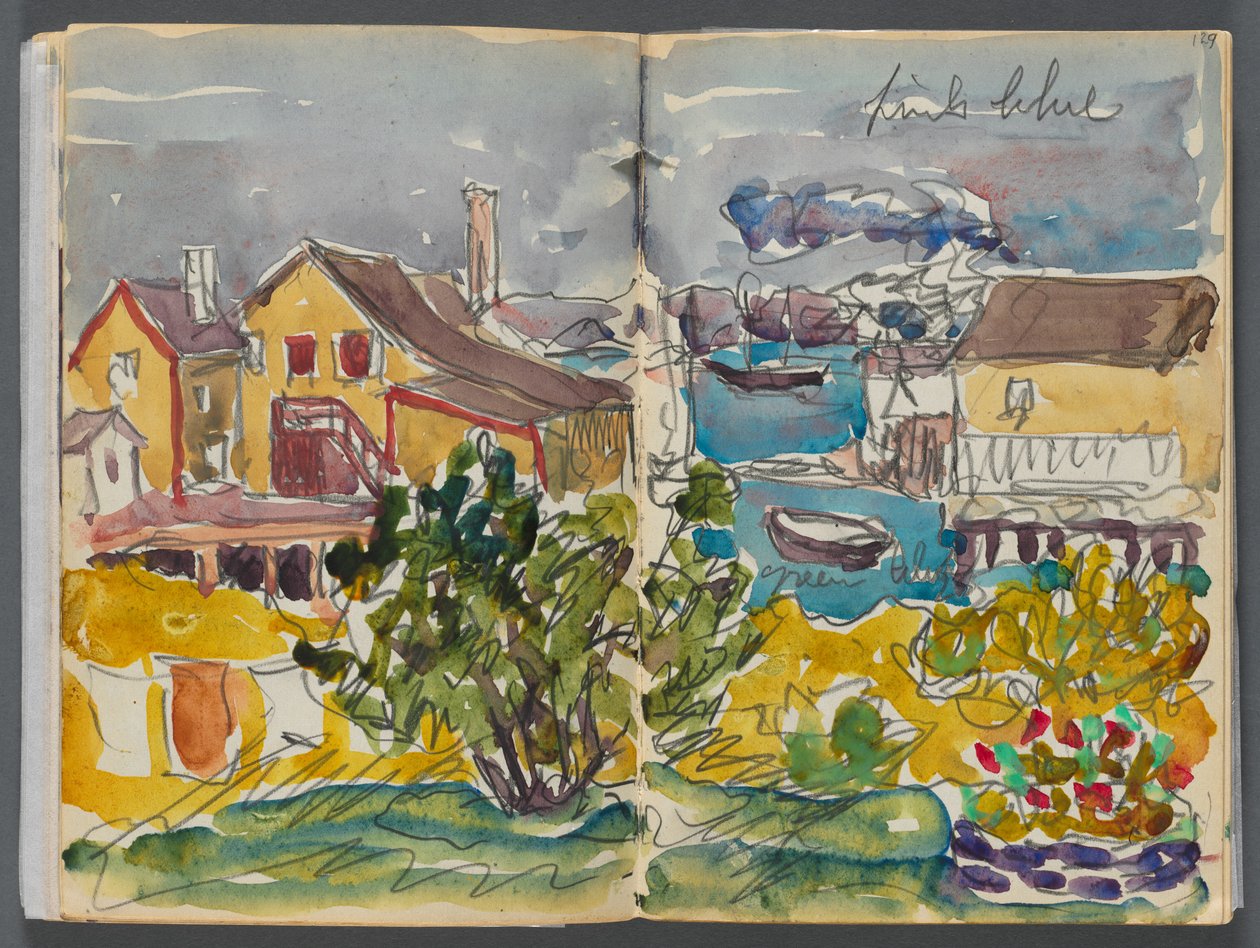 Sketchbook- The Granite Shore Hotel, Rockport: Houses on the Harbor by Maurice Prendergast