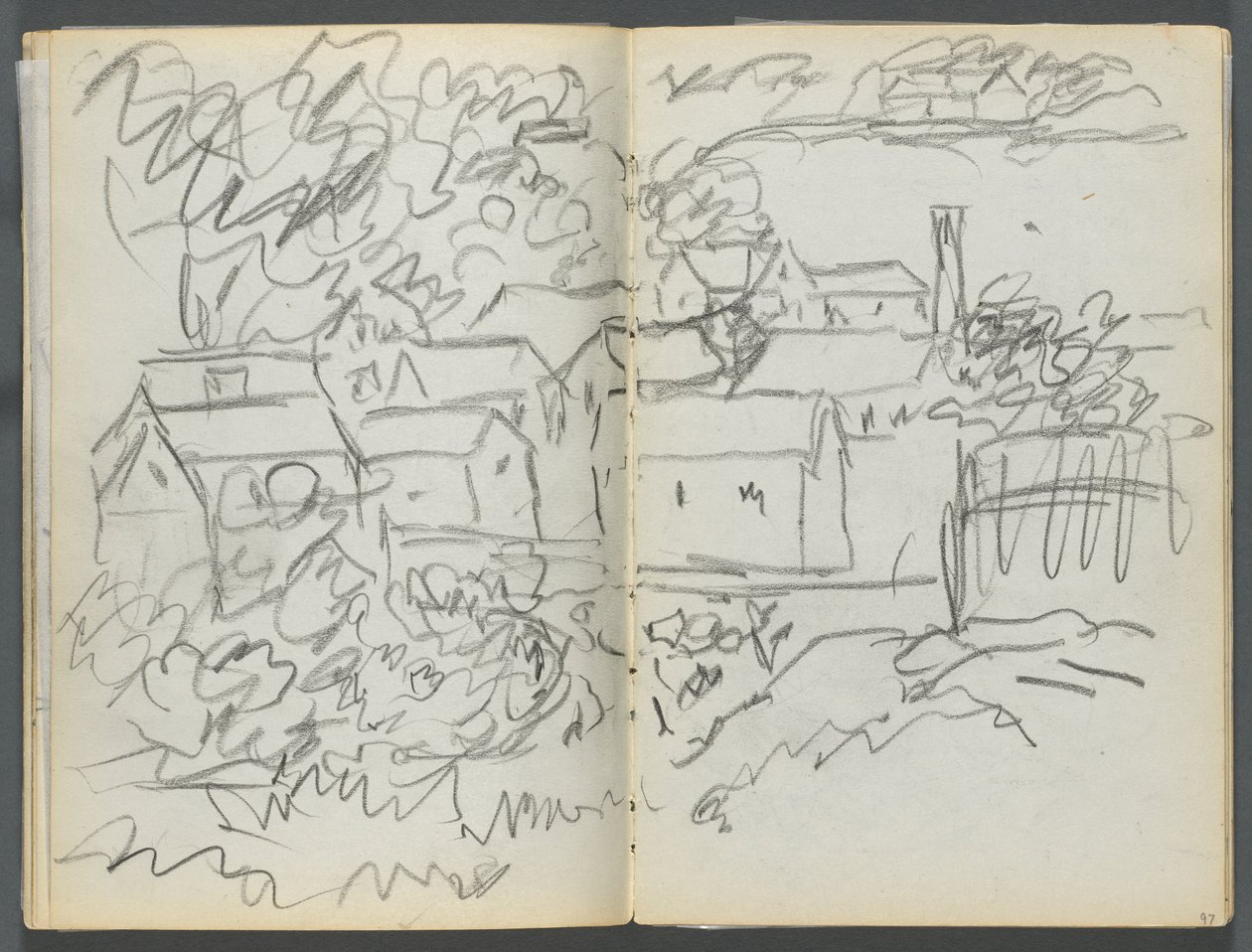 Sketchbook, The Dells: Landscape with Houses by Maurice Prendergast