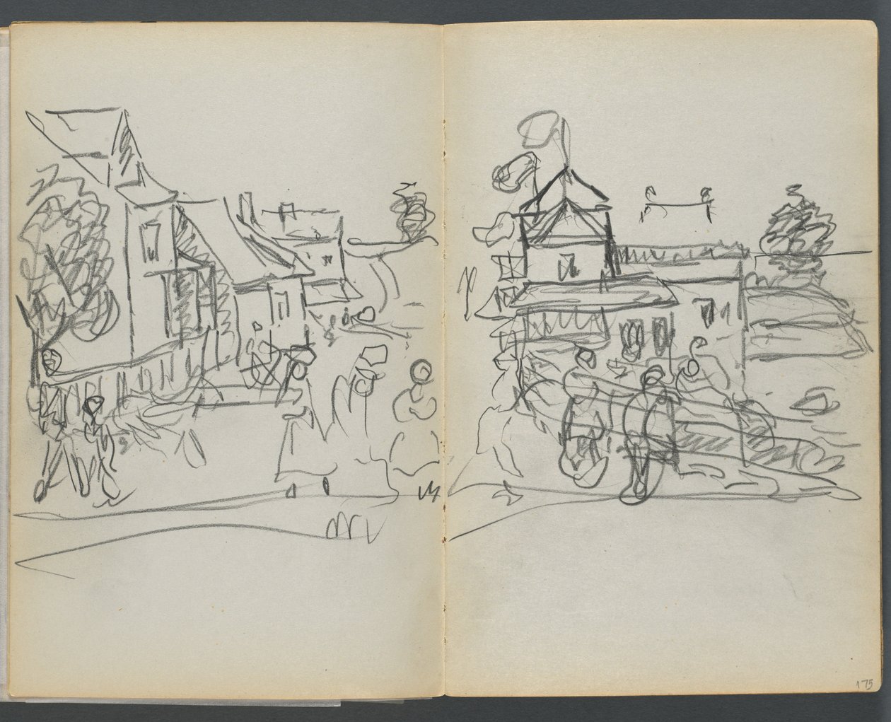 Sketchbook, The Dells: Village with Houses and Road by Maurice Prendergast