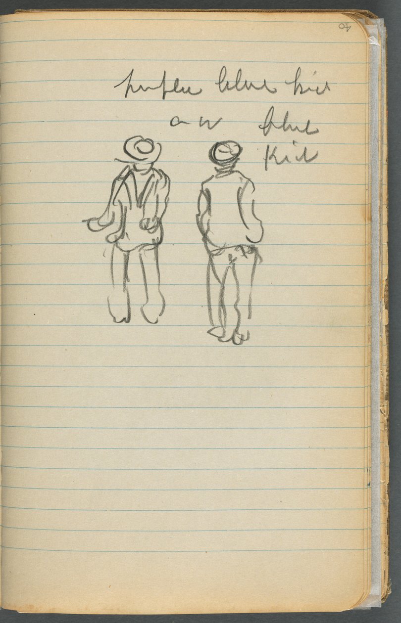 Sketchbook, page 040: Notes and Two Figures by Maurice Prendergast