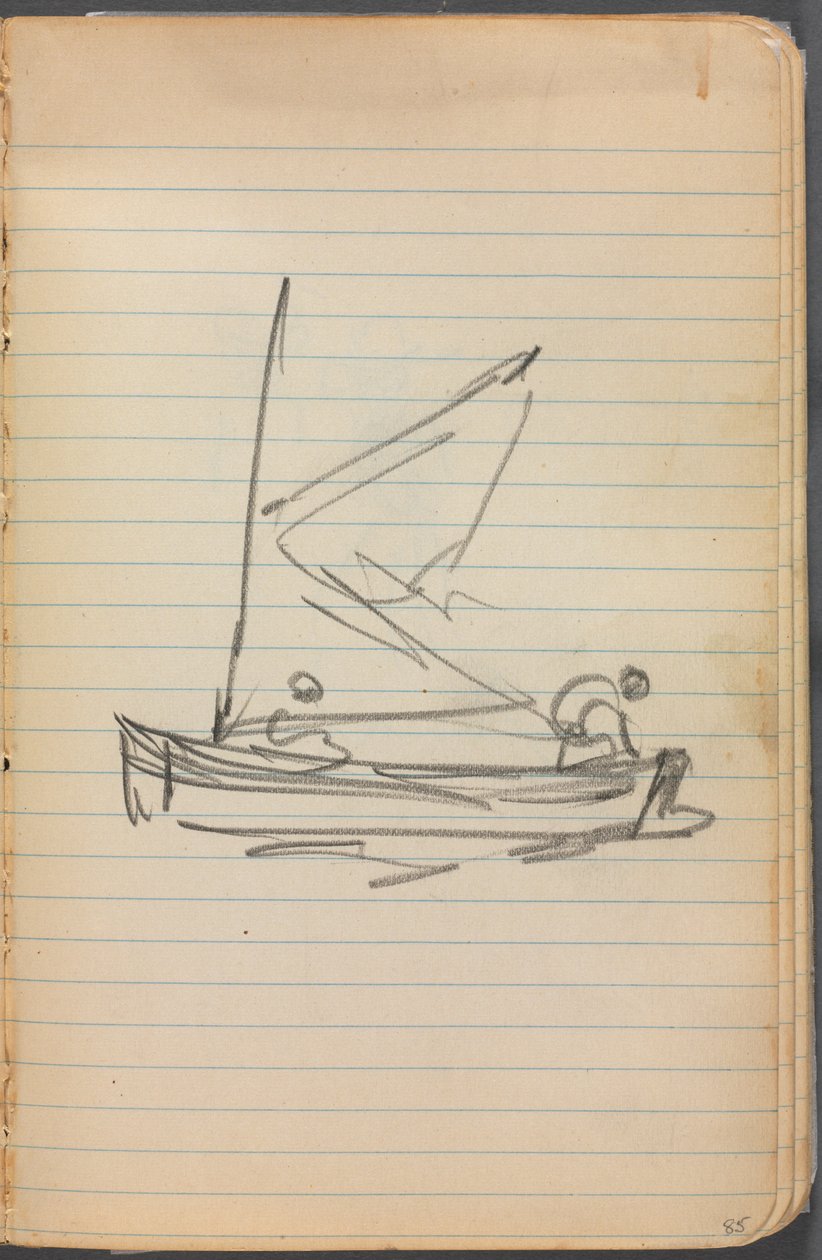 Sketchbook, page 085: Sailboat with Two Figures by Maurice Prendergast