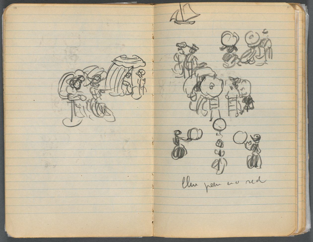 Sketchbook, page 110 & 111: Study for Figures on a Beach by Maurice Prendergast