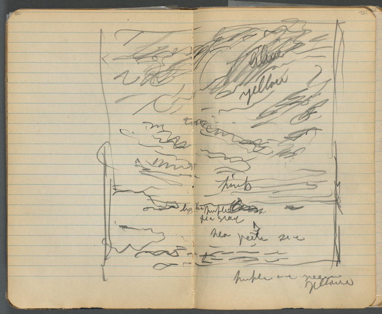 Sketchbook, page 152 & 153: View of the Sea with Color Notations by Maurice Prendergast