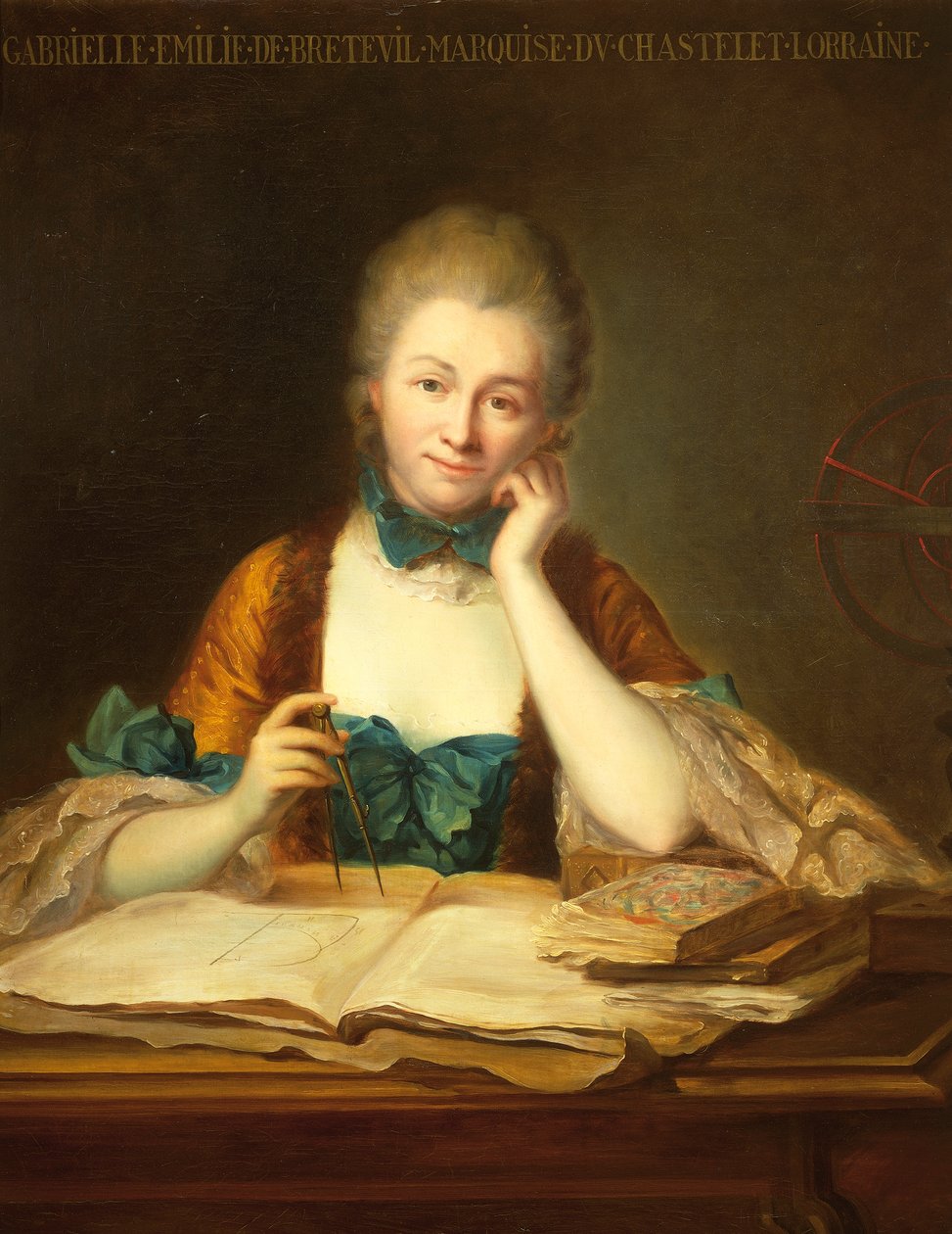 Portrait of Gabrielle Emilie Le Tonnelier de Breteuil, Marquise de Chatelet by Maurice-Quentin de La Tour