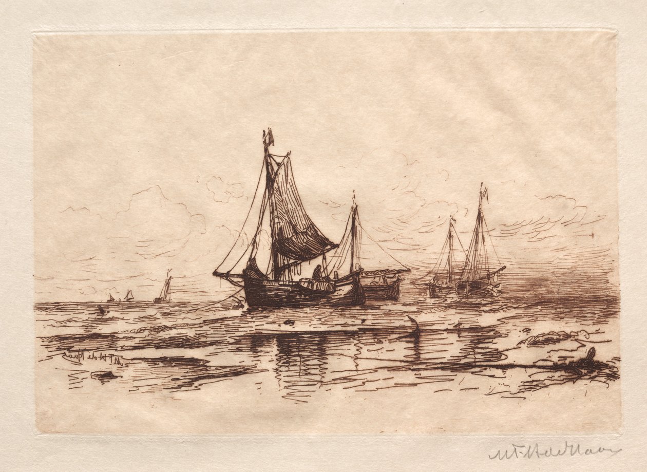 Fishing Boats on the Beach at Scheveningen by Maurits Frederik Hendrik De Haas