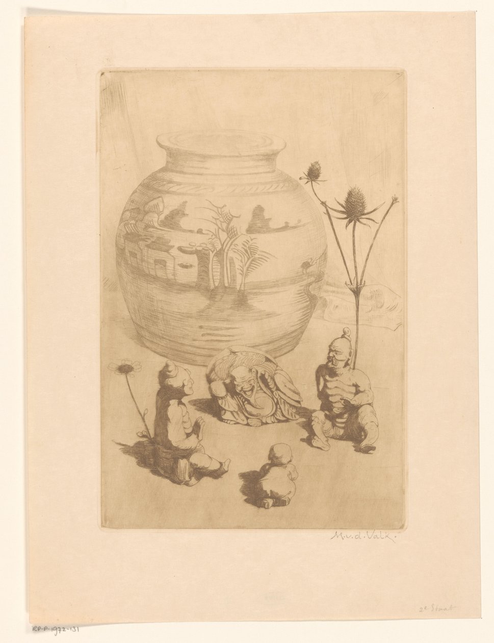 Chinese Vase with Four Small Figures by Maurits van der Valk