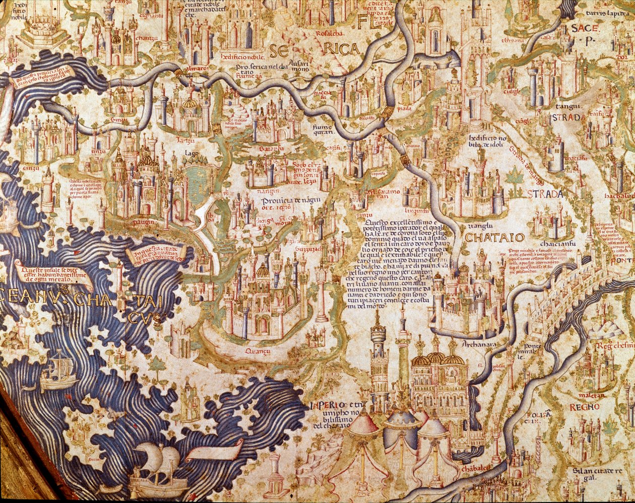 View of China (Cambaluc, now Beijing) Detail of the world map of brother Maurus Camaldolese 1459 by Mauro Fra