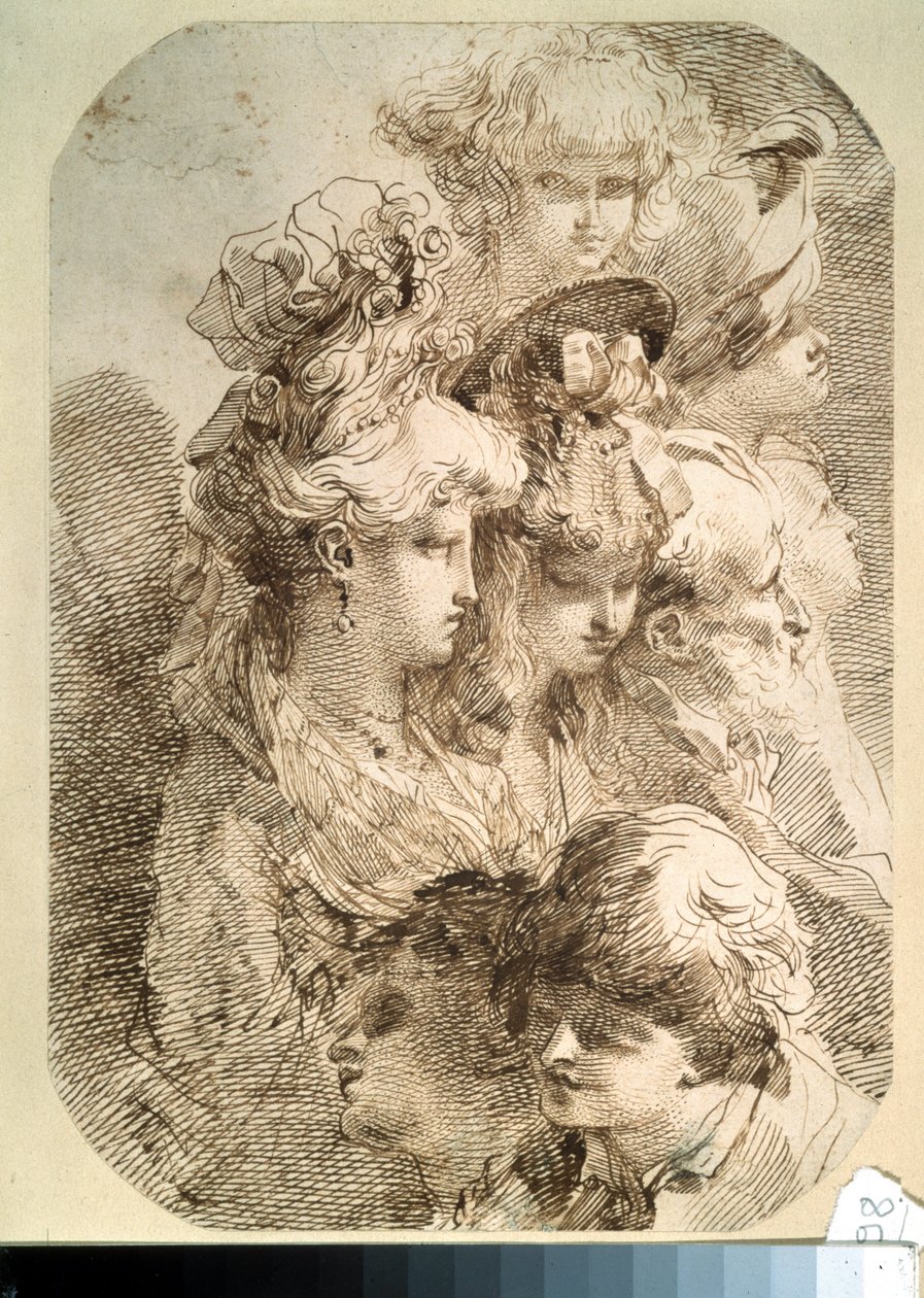 Studies of Eight Heads by Mauro Gandolfi