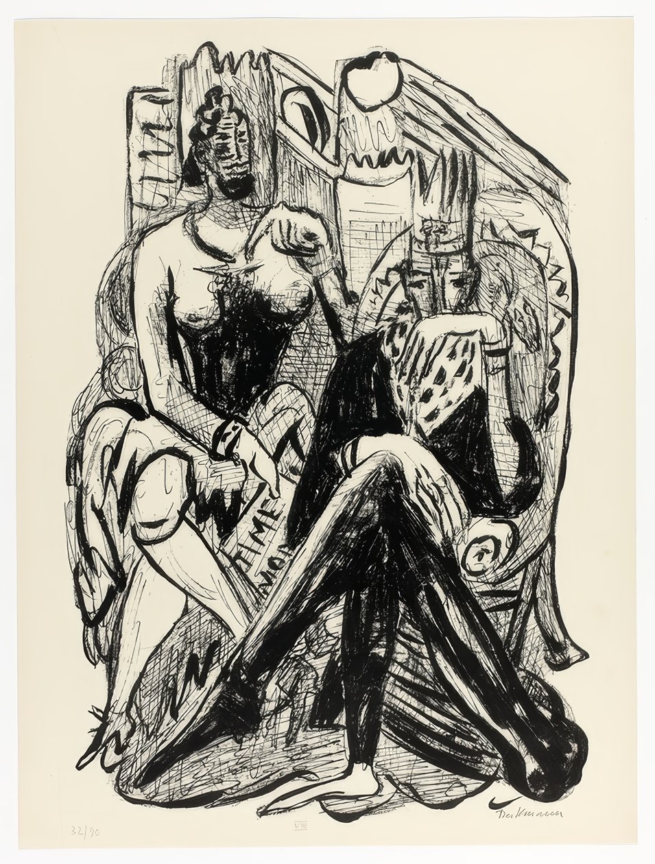 King and Demagogue, plate eight from Day and Dream by Max Beckmann