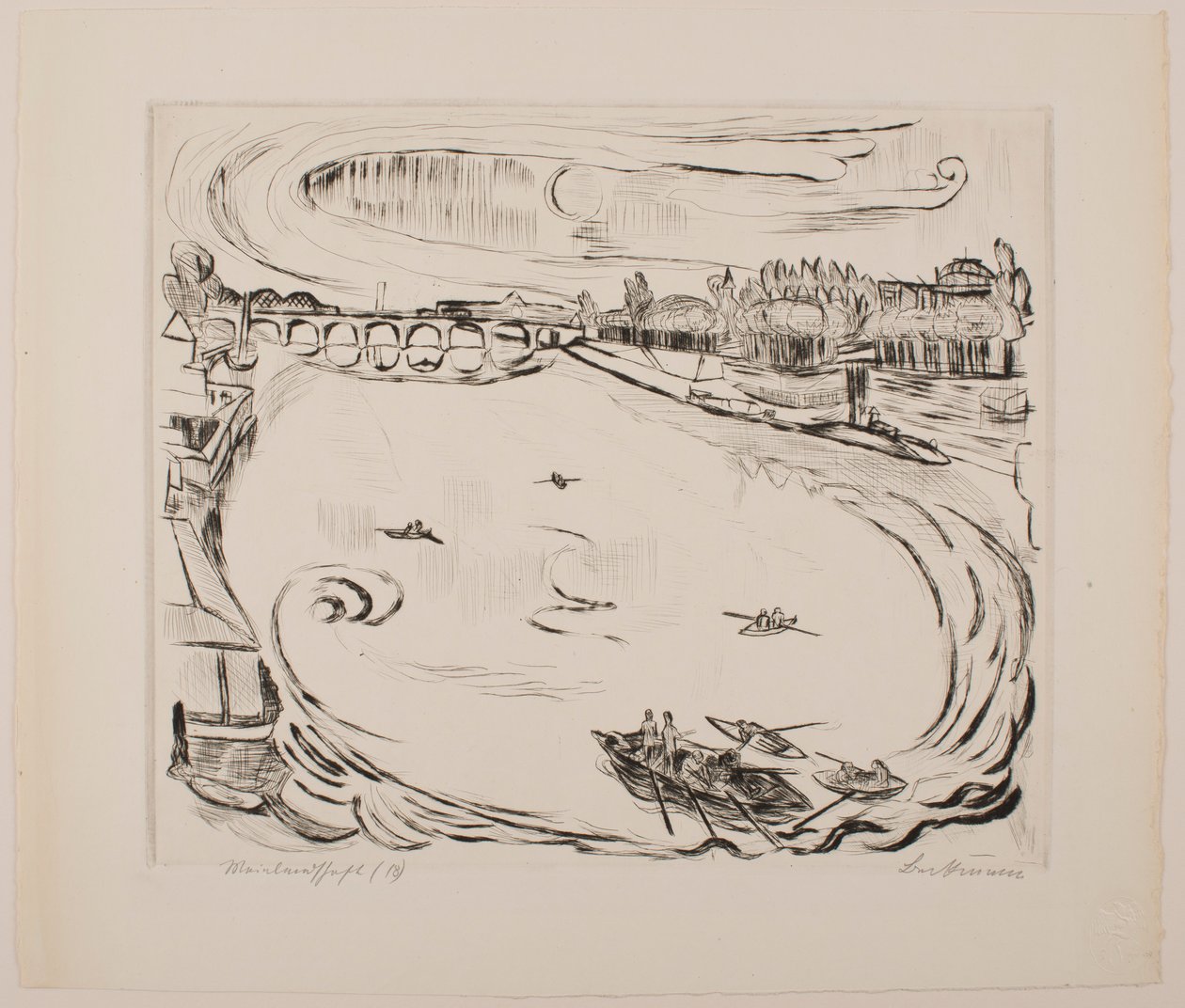 Main River Landscape, Plate 6 from the Portfolio “Faces” by Max Beckmann