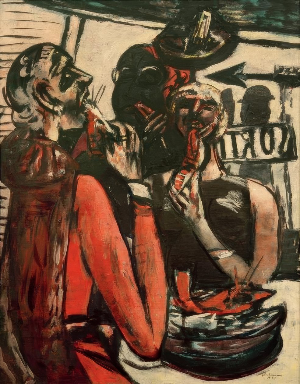 Prunier (At the Prunier Restaurant, Paris) by Max Beckmann