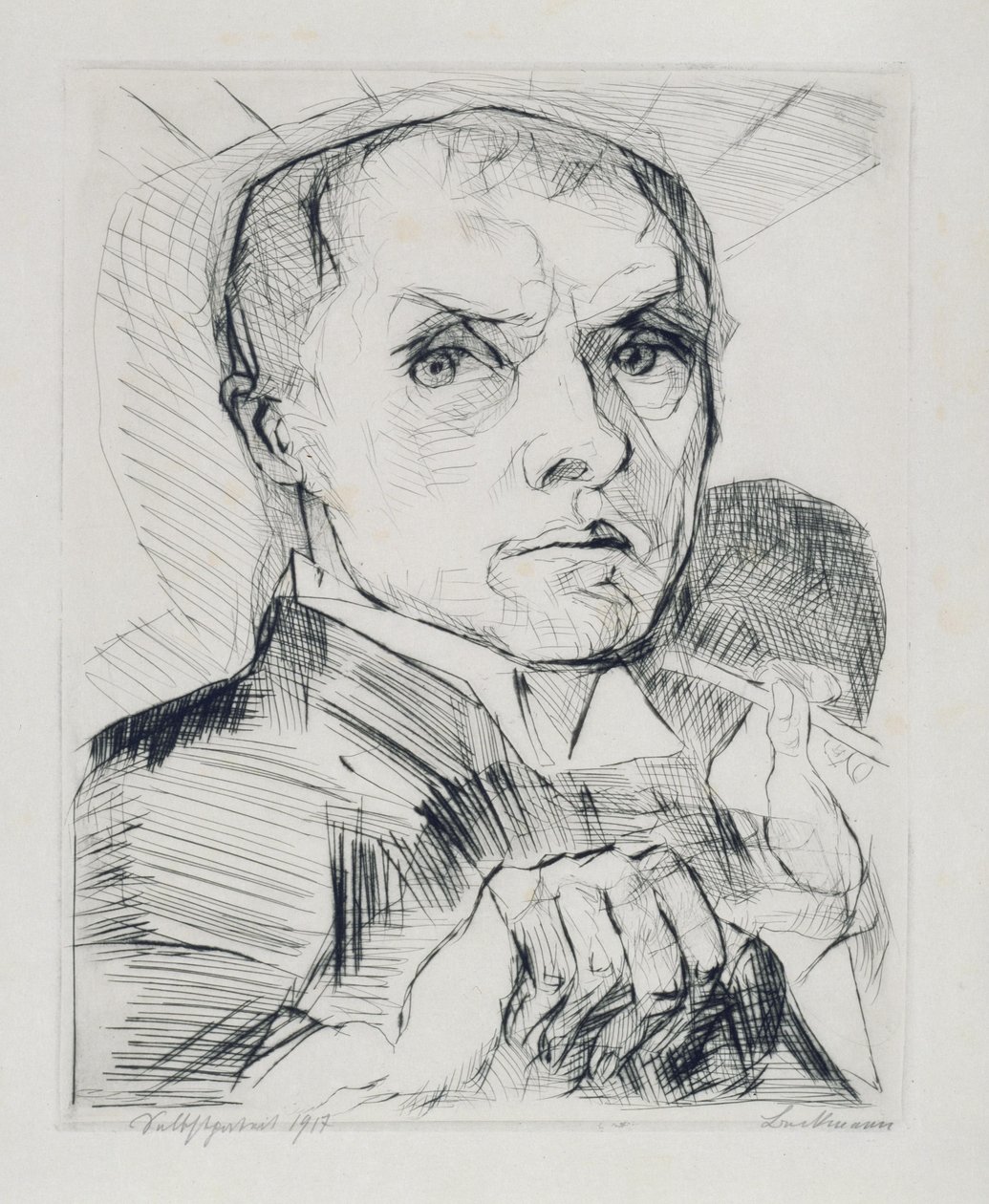 Self-Portrait with Stylus (Sheet 19 from "Faces") by Max Beckmann