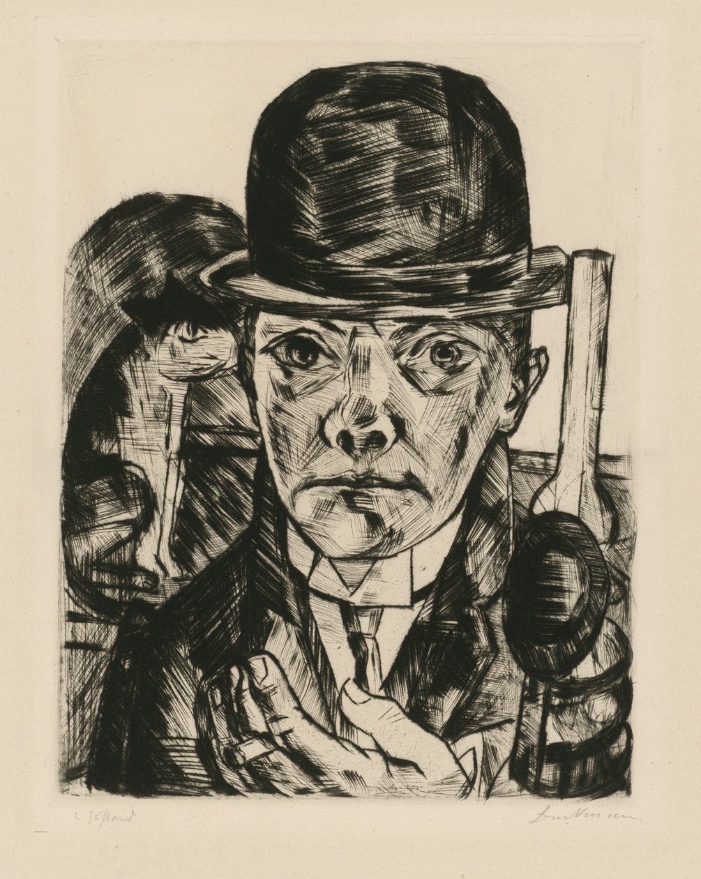 Self-Portrait with Stiff Hat by Max Beckmann