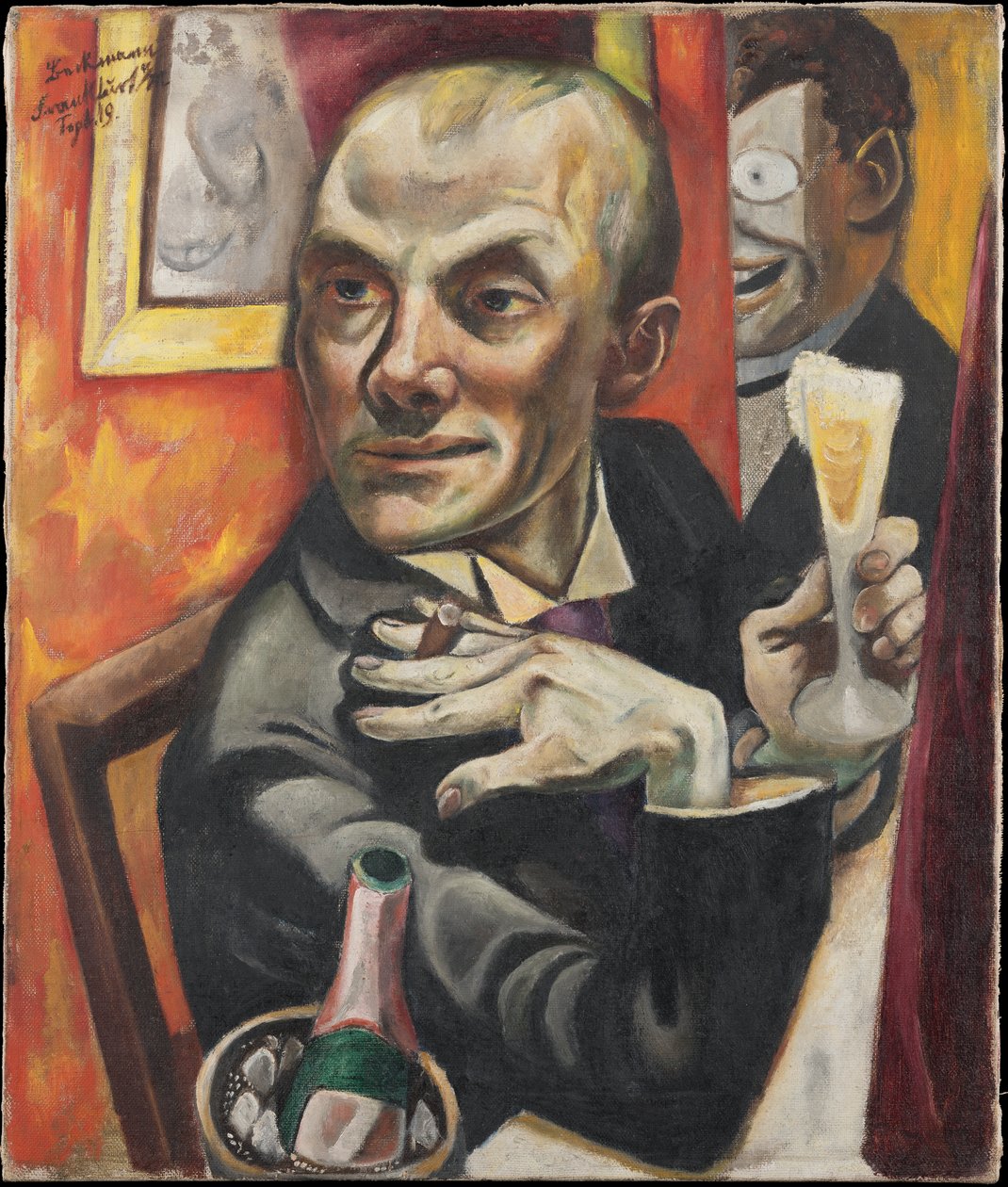 Self-Portrait with Champagne Glass by Max Beckmann