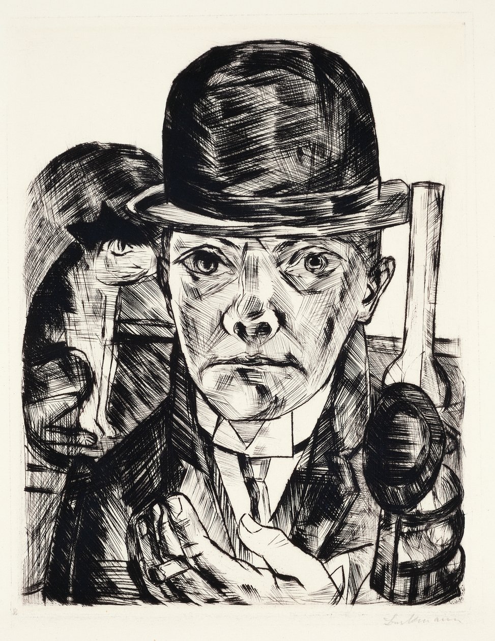 Self-portrait with hat by Max Beckmann: Buy fine art print