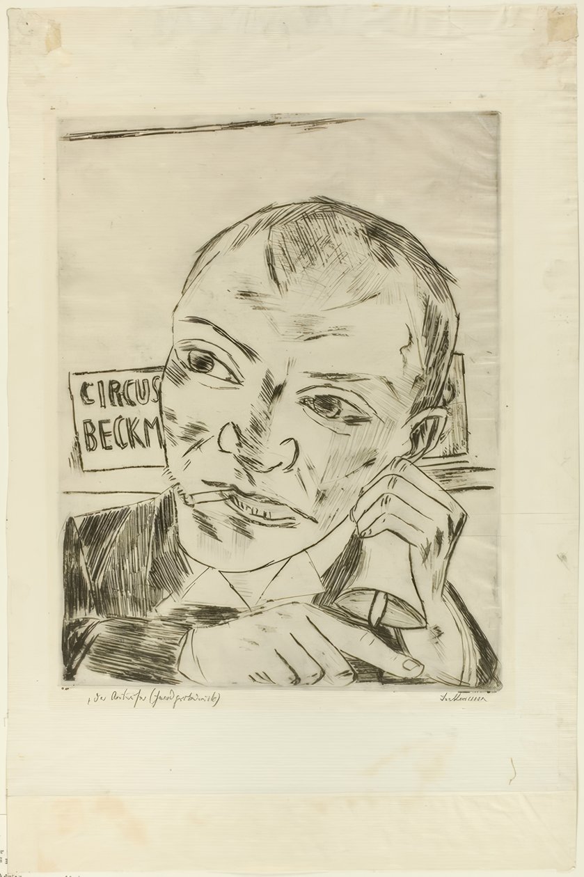 The Barker (Self-Portrait), plate one from Der Jahrmarkt by Max Beckmann