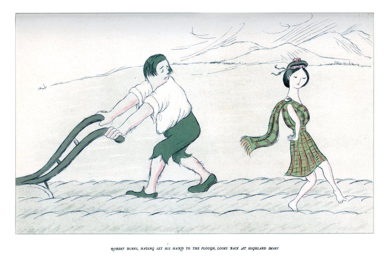 Robert Burns, Having Set His Hand to the Plough, Looks Back at Highland Mary, 1904 by Henry Maximilian Beerbohm