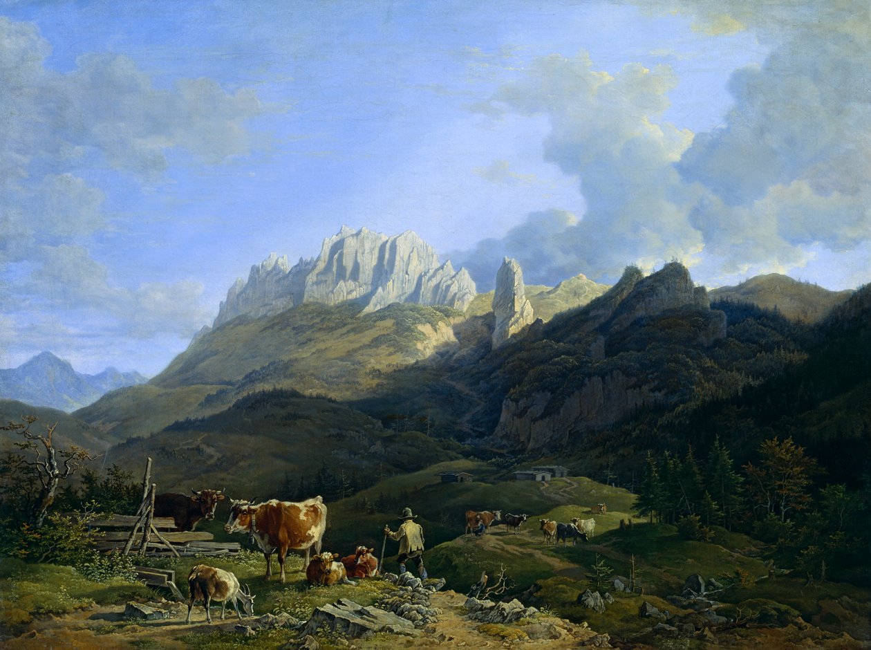 Alpine Landscape with Kampenwand by Max Joseph Wagenbauer