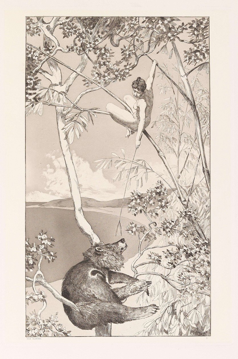 Bear and Elf, Plate I from Intermezzos, Opus IV by Max Klinger