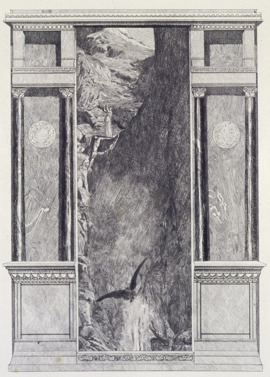 Psyche and Jupiter’s Eagle, Plate 37 from the Series “Cupid and Psyche: Opus V” by Max Klinger