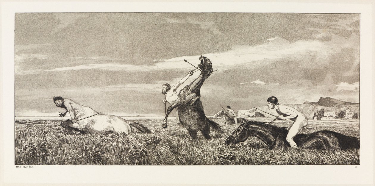 Persecuted Centaur (Intermezzi, Opus IV, Plate 3) by Max Klinger