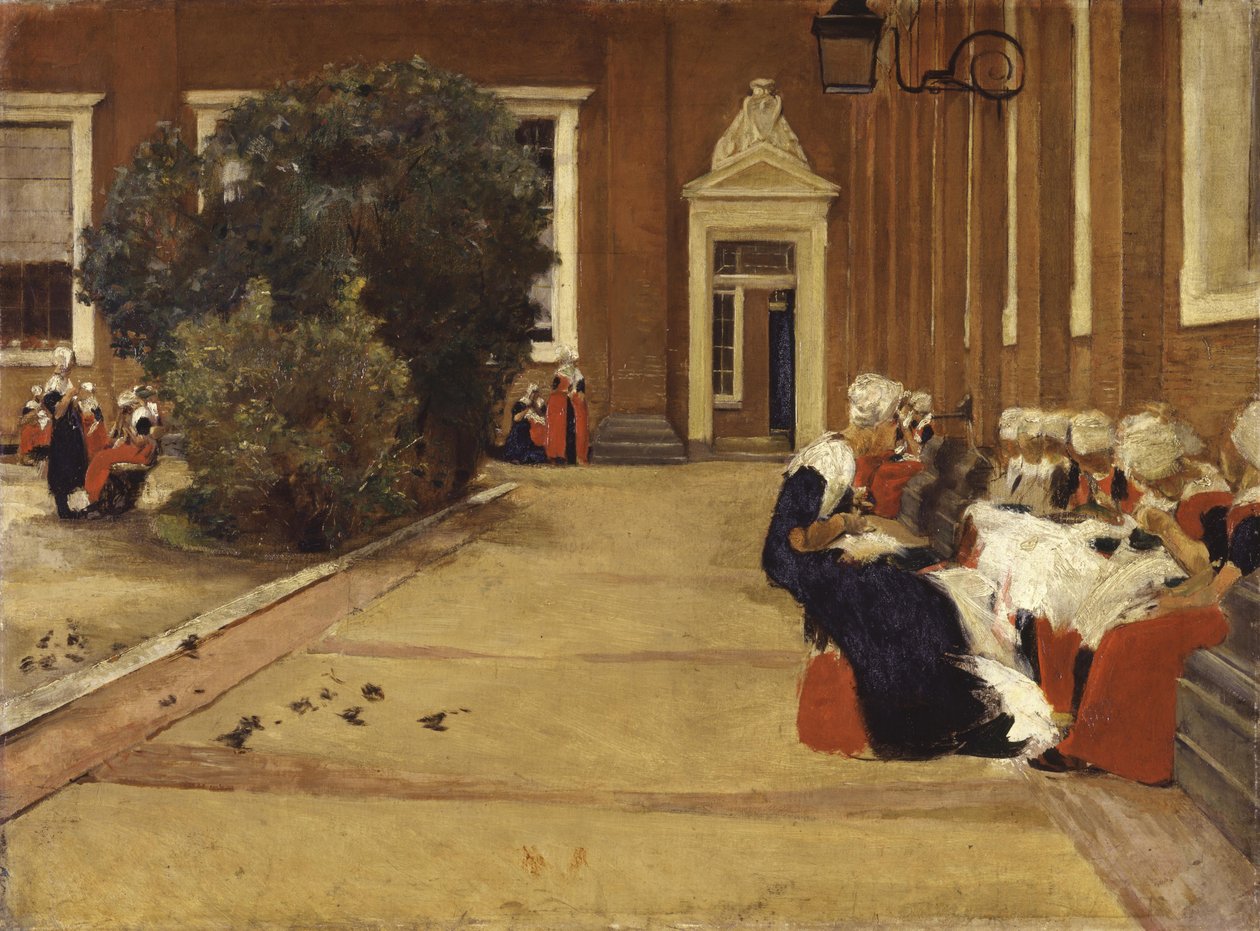 Recess at the Amsterdam Orphanage (Study) by Max Liebermann