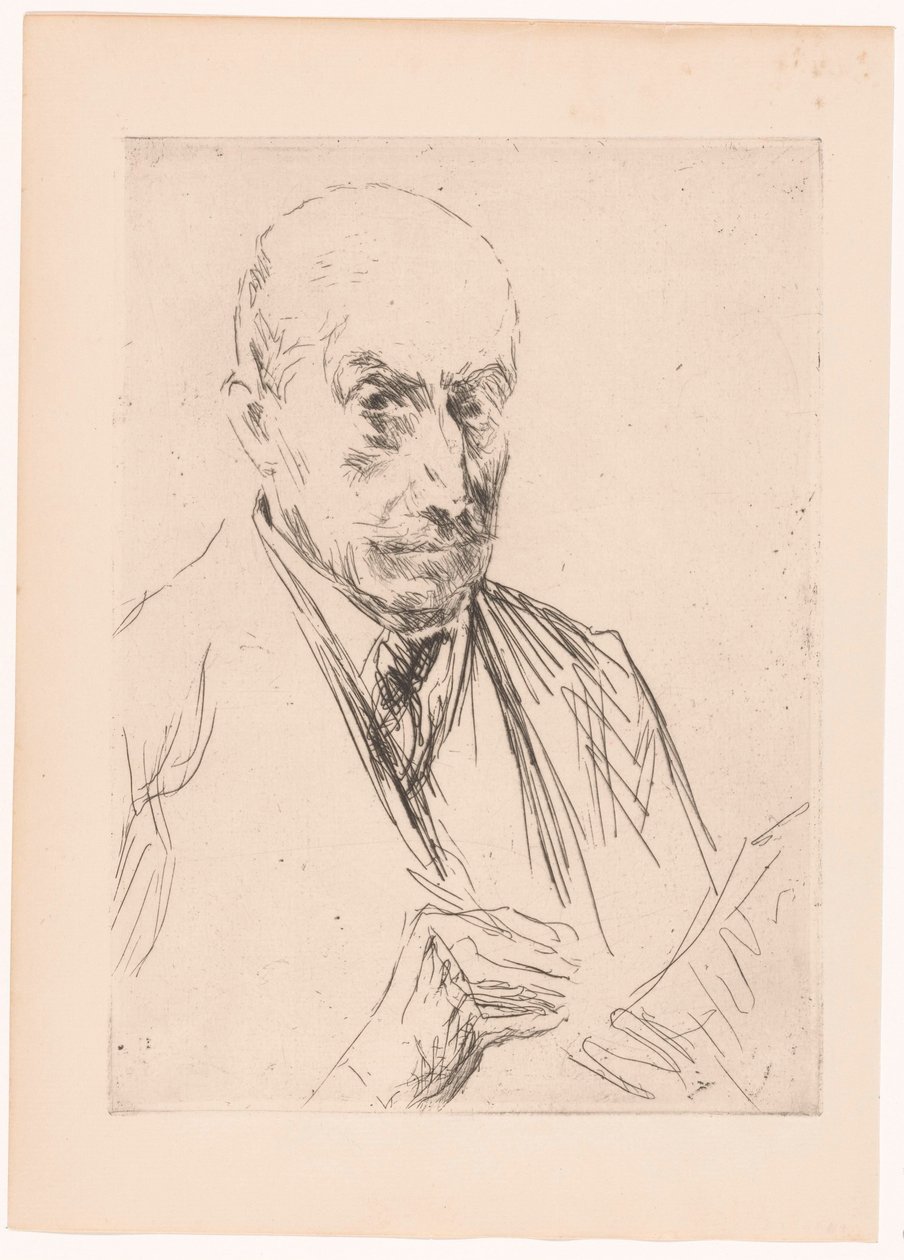 Self-Portrait of Max Liebermann, Drawing Pencil in Hand by Max Liebermann