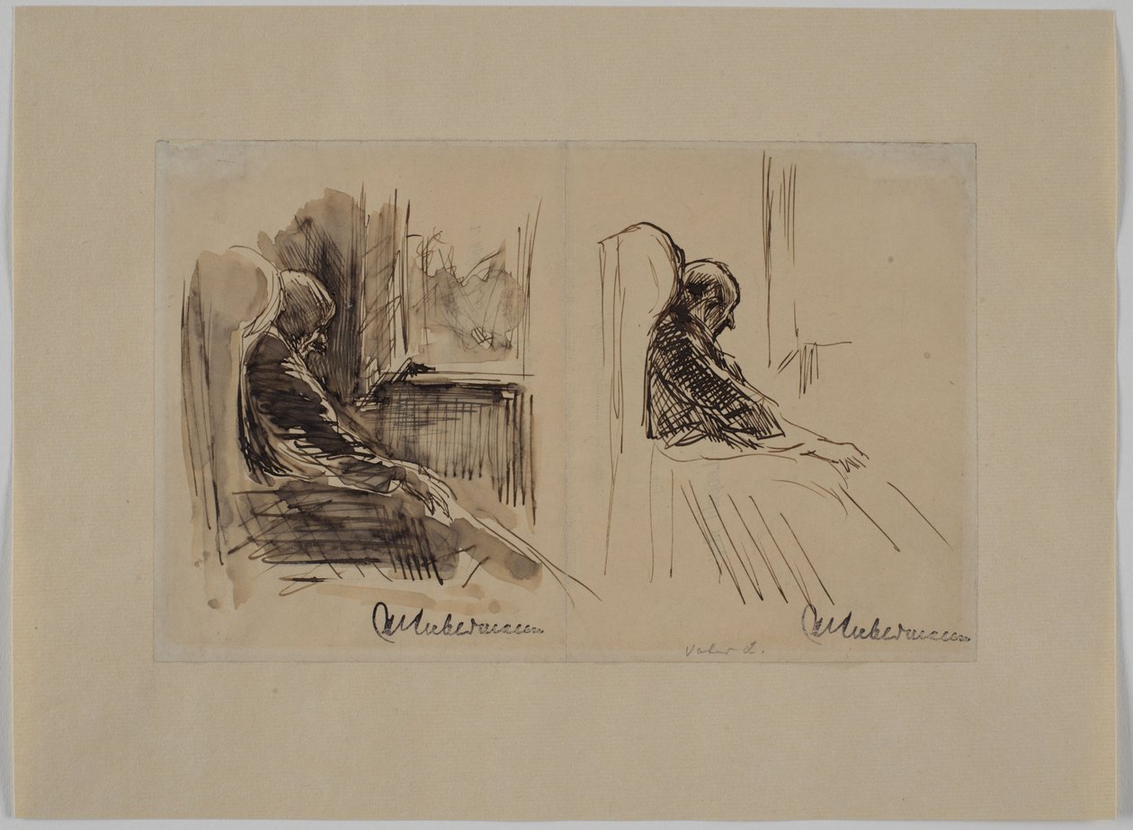 Two Portraits of His Father Louis Liebermann in an Armchair by Max Liebermann
