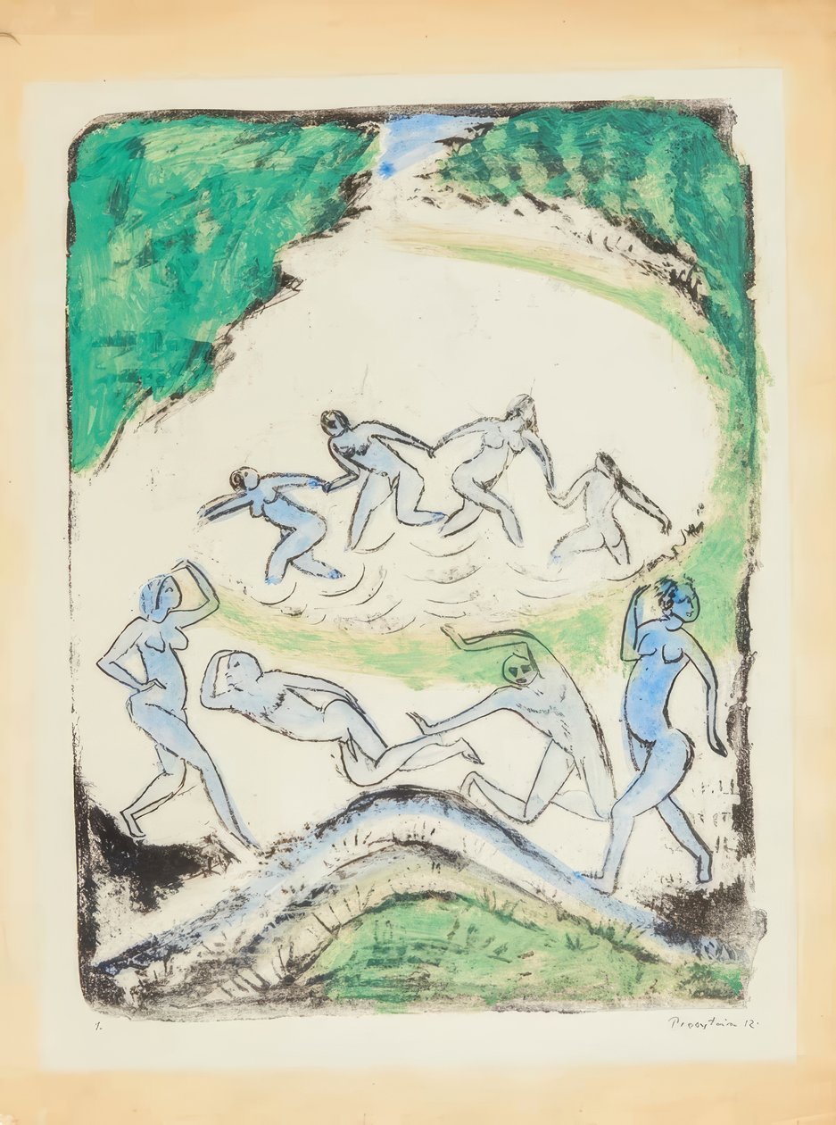 The Dance (Dancing and Bathing at the Forest Pond) by Max Pechstein