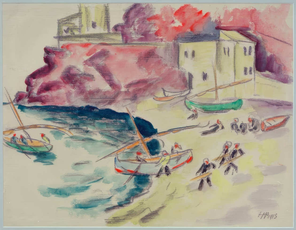 Harbor Bay with Fishermen by Max Pechstein