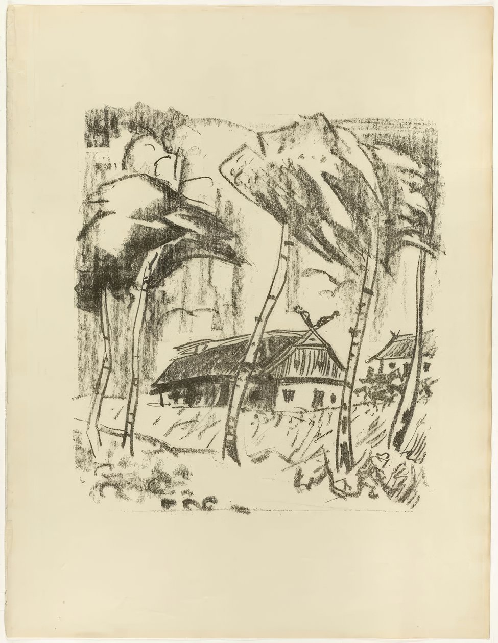 Homestead Behind Birch Trees, from The Samland Ode by Max Pechstein