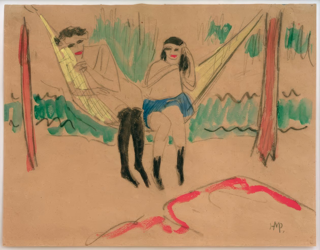 Untitled (Two Girls in the Hammock) by Max Pechstein