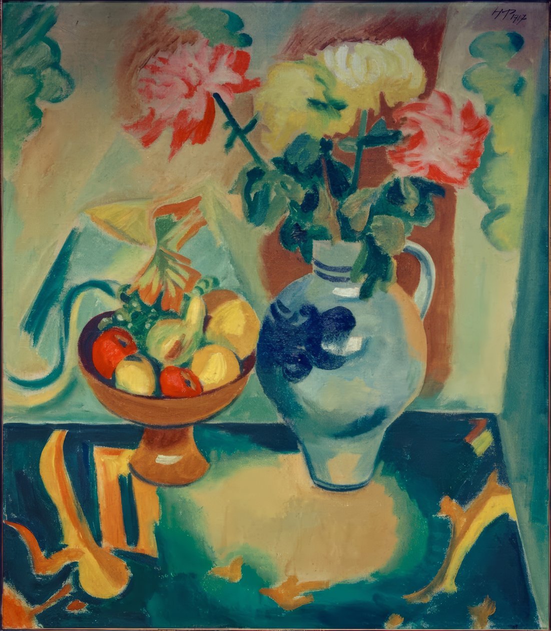 Still Life with Chrysanthemums by Max Pechstein