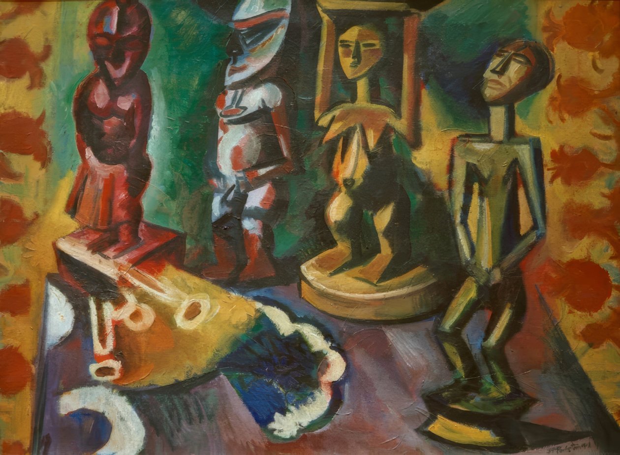 Still Life with Exotic Sculptures by Max Pechstein