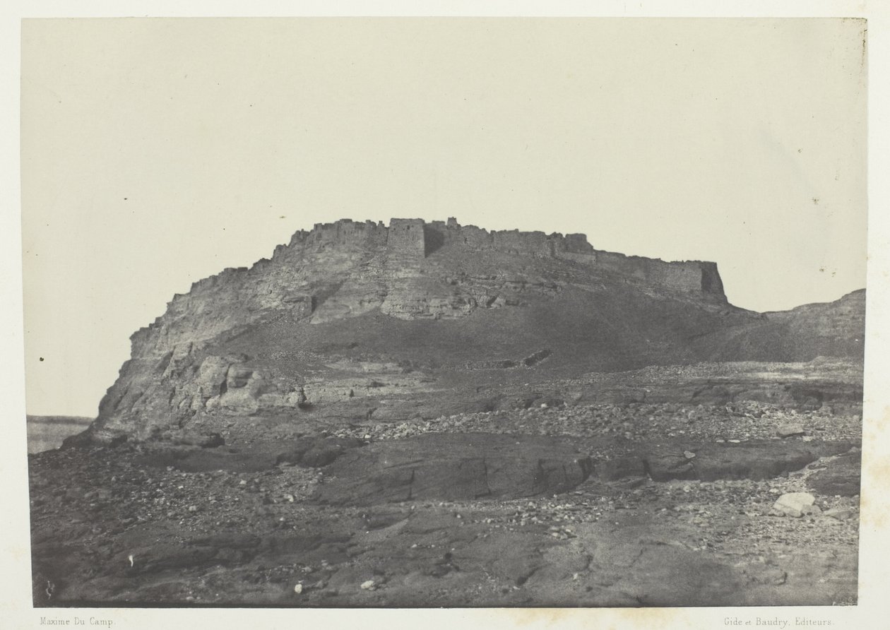 Fortress of Ibrym (Ancient Premmis), View Taken from the South; Nubia, plate 100 from the album "Egypt, Nubia, Palestine and Syria" (1852) by Maxime Du Camp