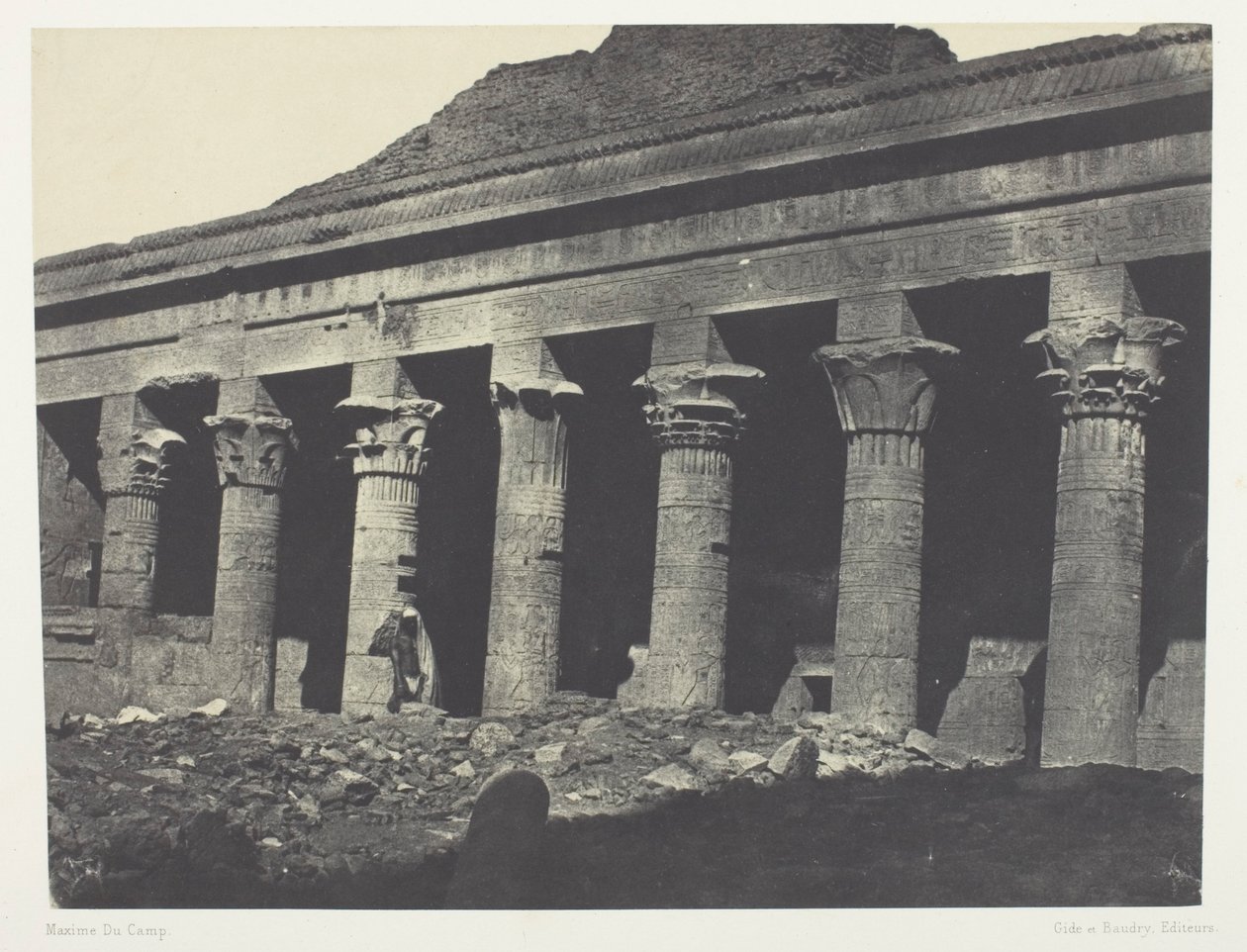 Grand Temple of Isis at Philae, Oriental Gallery; Nubia, plate 73 from the album "Egypt, Nubia, Palestine and Syria" (1852) by Maxime Du Camp