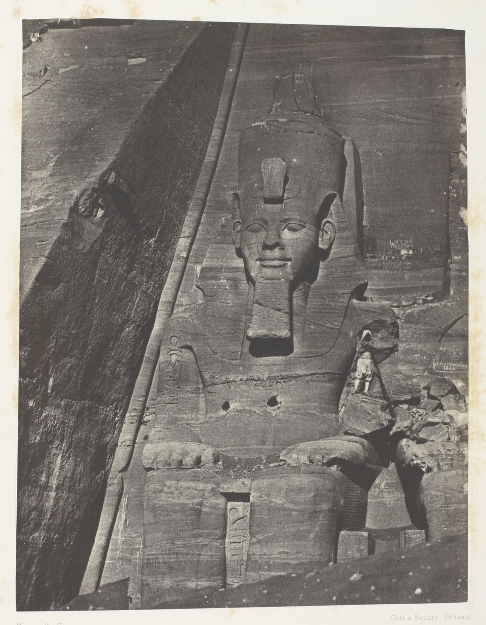Ibsamboul, Eastern Colossus of the Great Temple of Phre; Nubia, plate 103 from the album "Egypt, Nubia, Palestine and Syria" (1852) by Maxime Du Camp