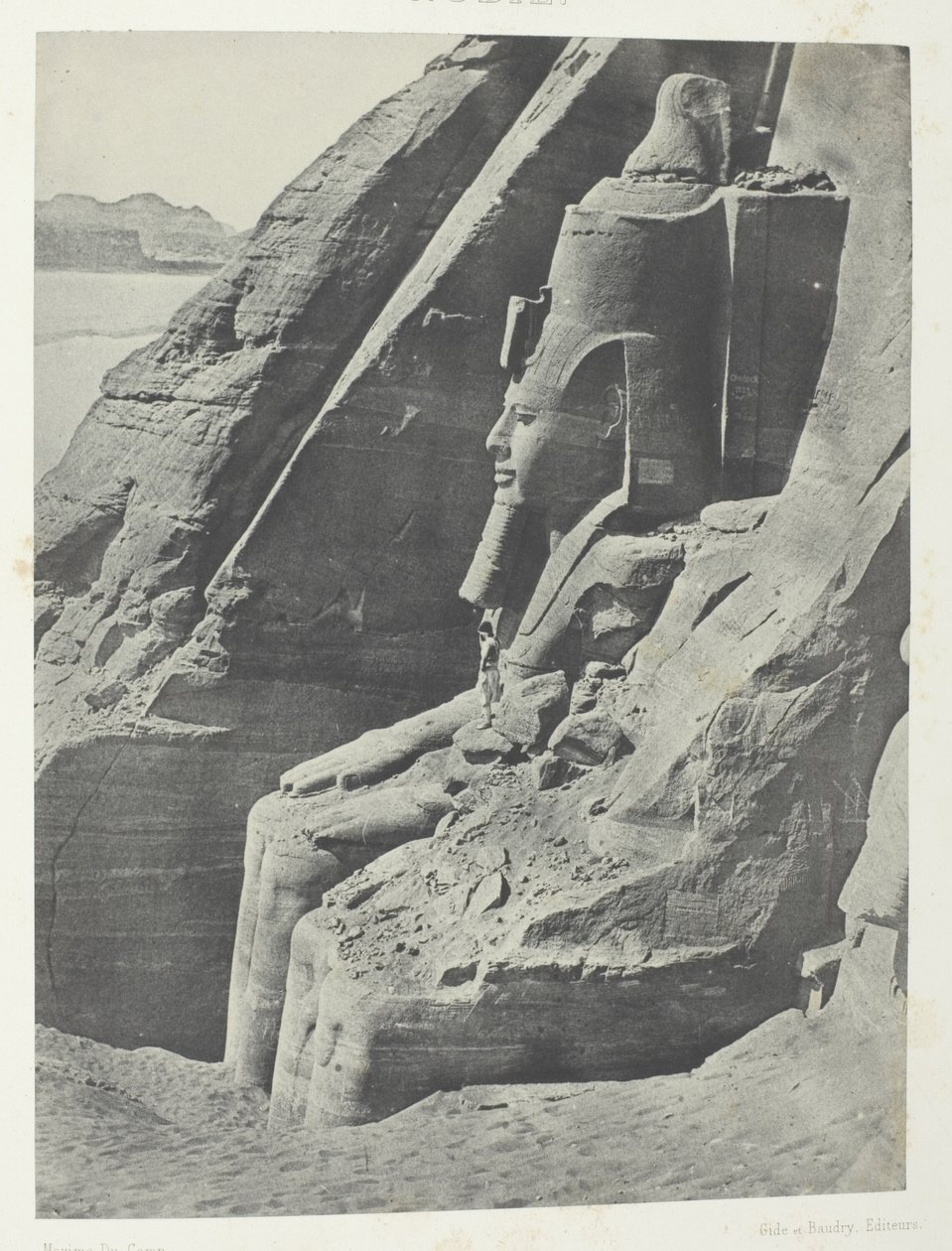 Ibsamboul, Eastern Colossus of the Speos of Phre, Seen in Profile; Nubia, plate 104 from the album "Egypt, Nubia, Palestine and Syria" (1852) by Maxime Du Camp