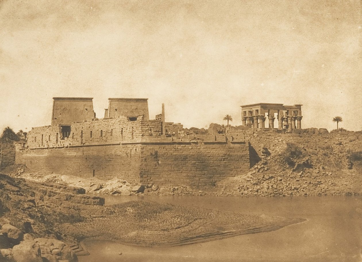 General View of the Island of Philae, Taken from the Southern Tip of the Island of Begueh, 1849-50 by Maxime Du Camp
